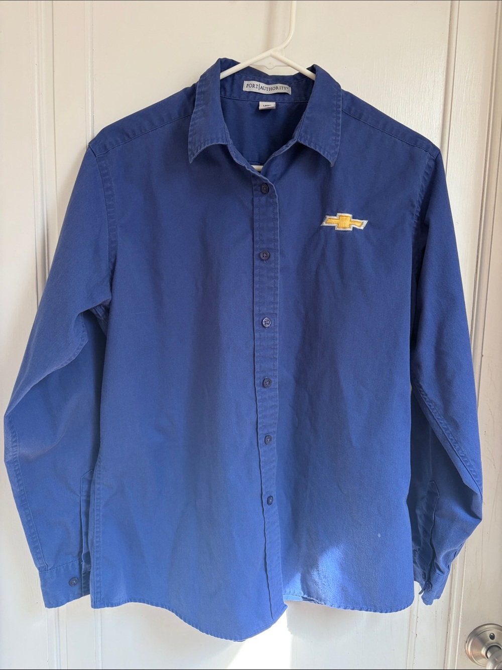 Port Authority Royal Blue Button-Down Shirt with Chevrolet Embroidered Logo